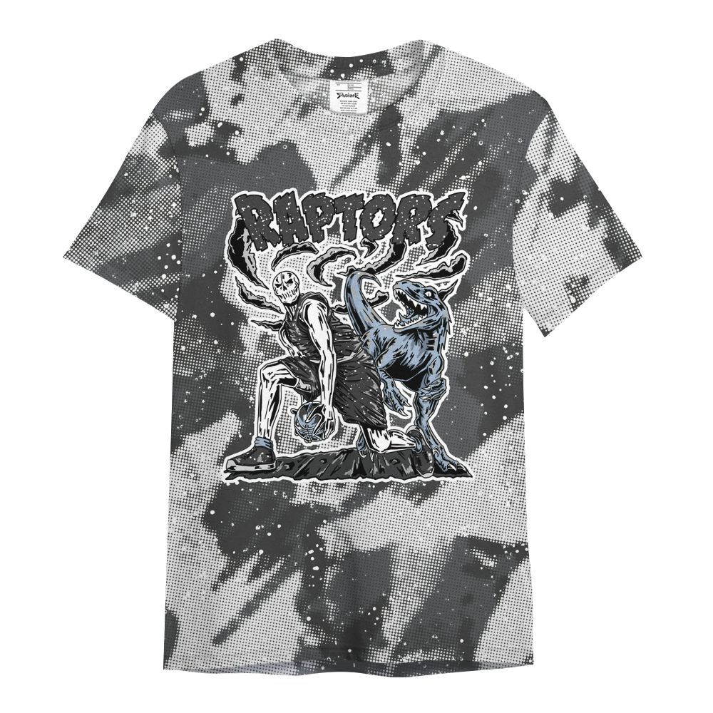 Shirt To Match Reverse Black White 6s - Raptors Skeleton Abstract Halftone All Over Print