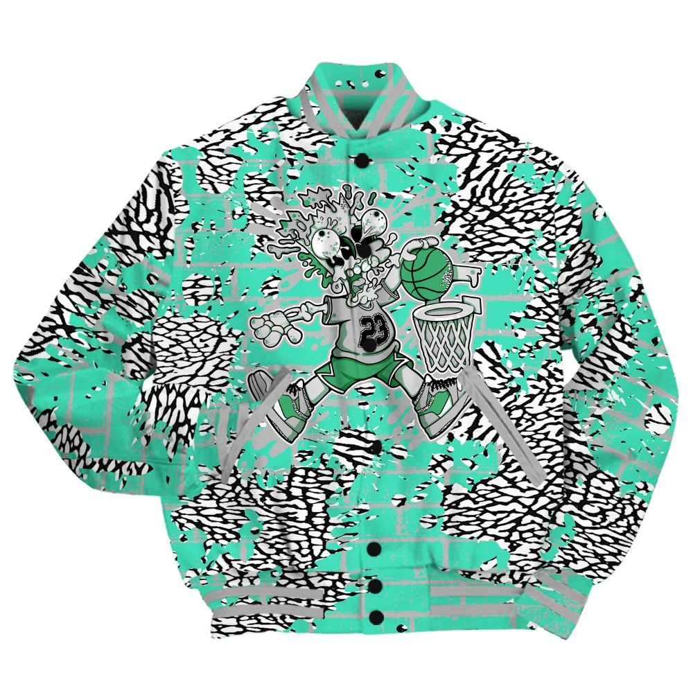 Varsity Jacket To Match Black Green Glow 3s Shirt - 85's Dunks Graphic Halloween All Over Print