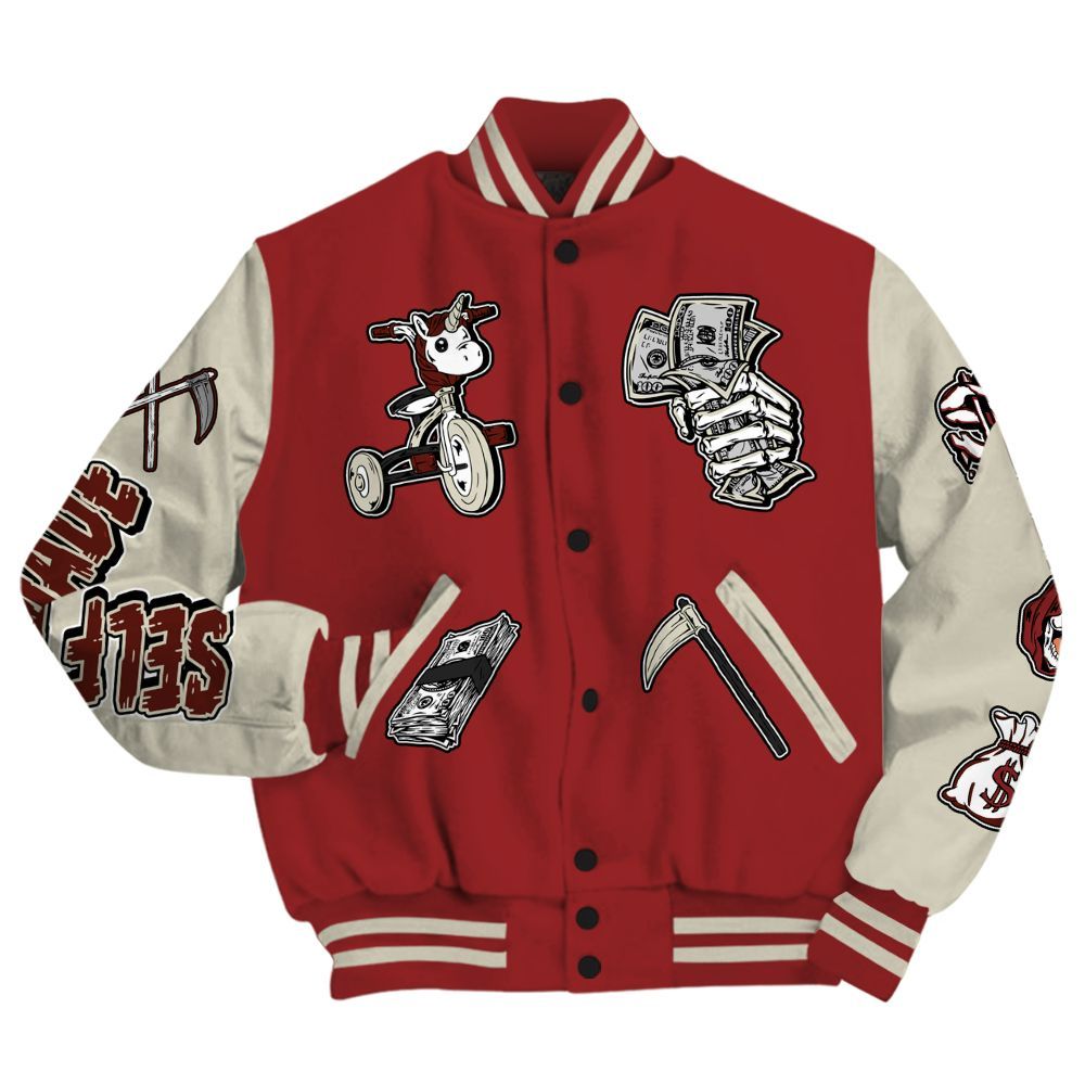 Varsity Jacket To Match High 85 Bred 1s - Self Make Skeleton All Over Print