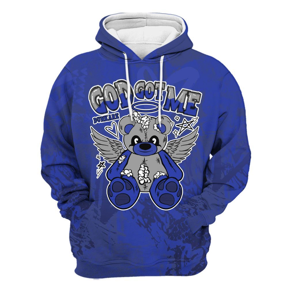 Hoodie To Match Air Max Plus Black Racer Blue - Gods Guides Me Bear Heart Grunge All Over Print