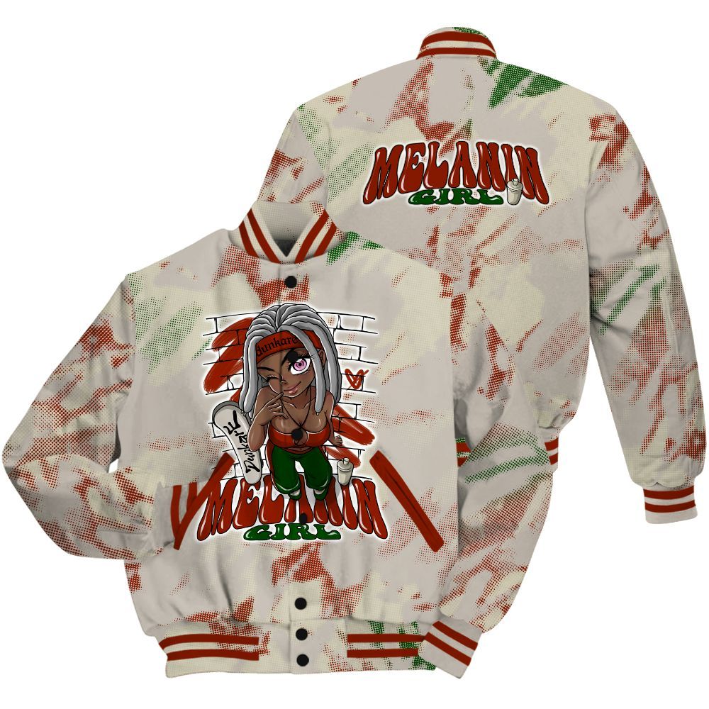 Varsity Jacket To Match El Grito 5s Shirt - MelaninGirl Abstract Halftone All Over Print