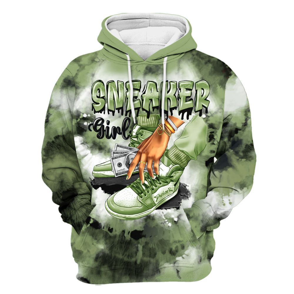 Hoodie To Match Oil Green 4s - SNEAKER Girl Money Drip Tie Dye All Over Print