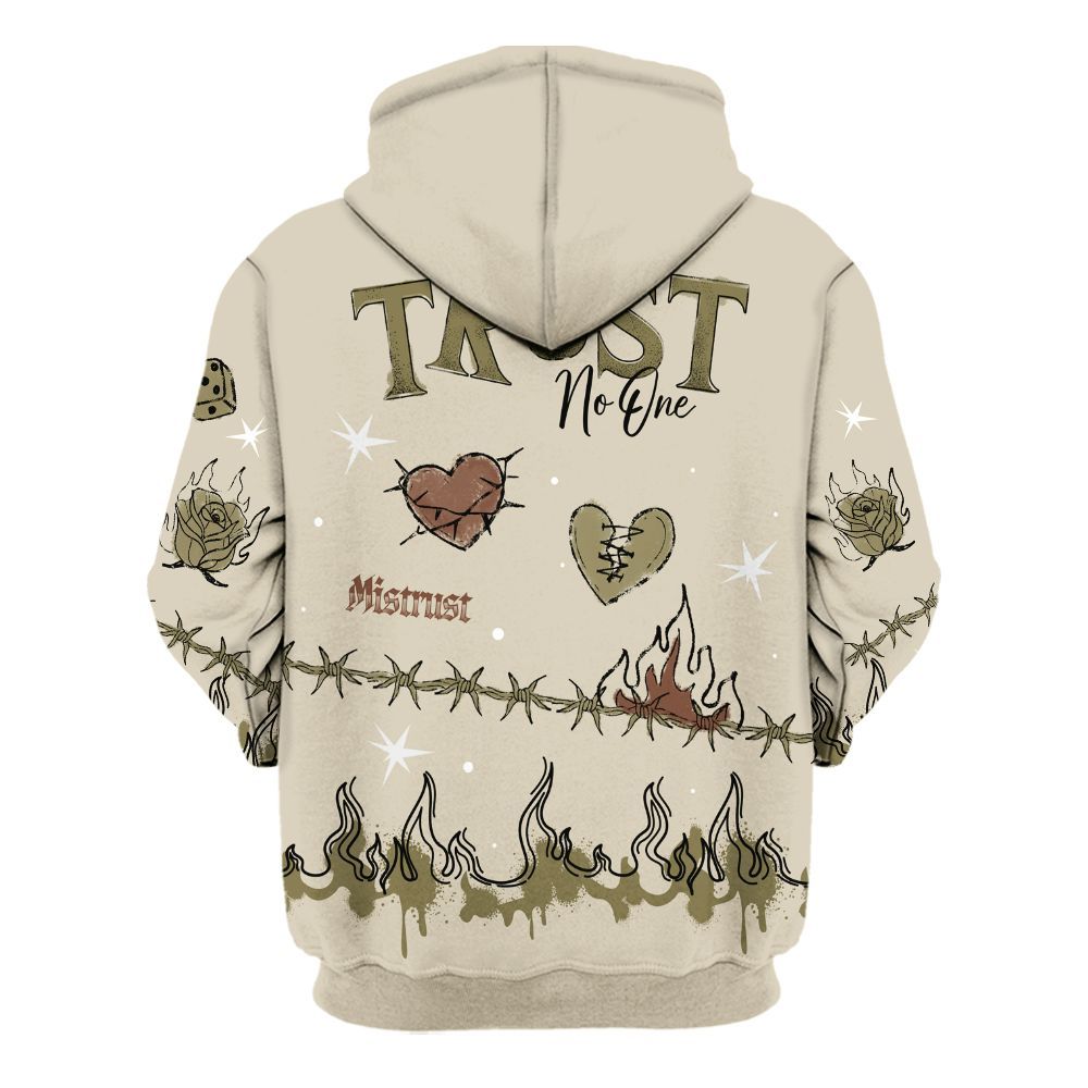 Hoodie To Match Sail Neutral Olive 6s - Trust No One Snake-Bite Doodle Crayon All Over Print