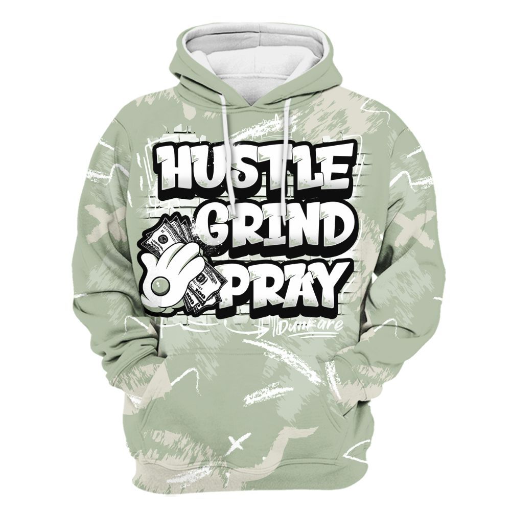 Hoodie To Match Seafoam Sail 4s - Hustle Grind Pray Retro All Over Print