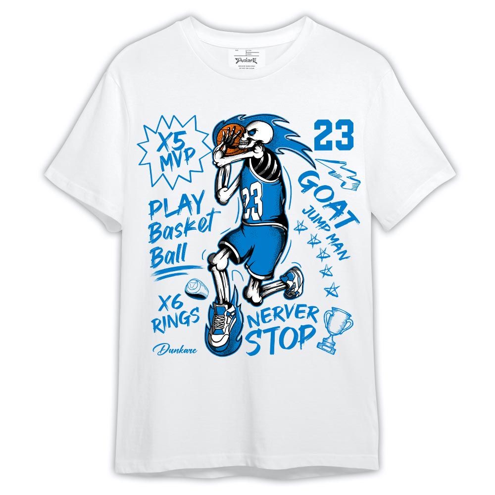 Shirt To Match Industrial Blue 4s - Never Stop G.O.A.T Shirt Military Blue 4s Outfit