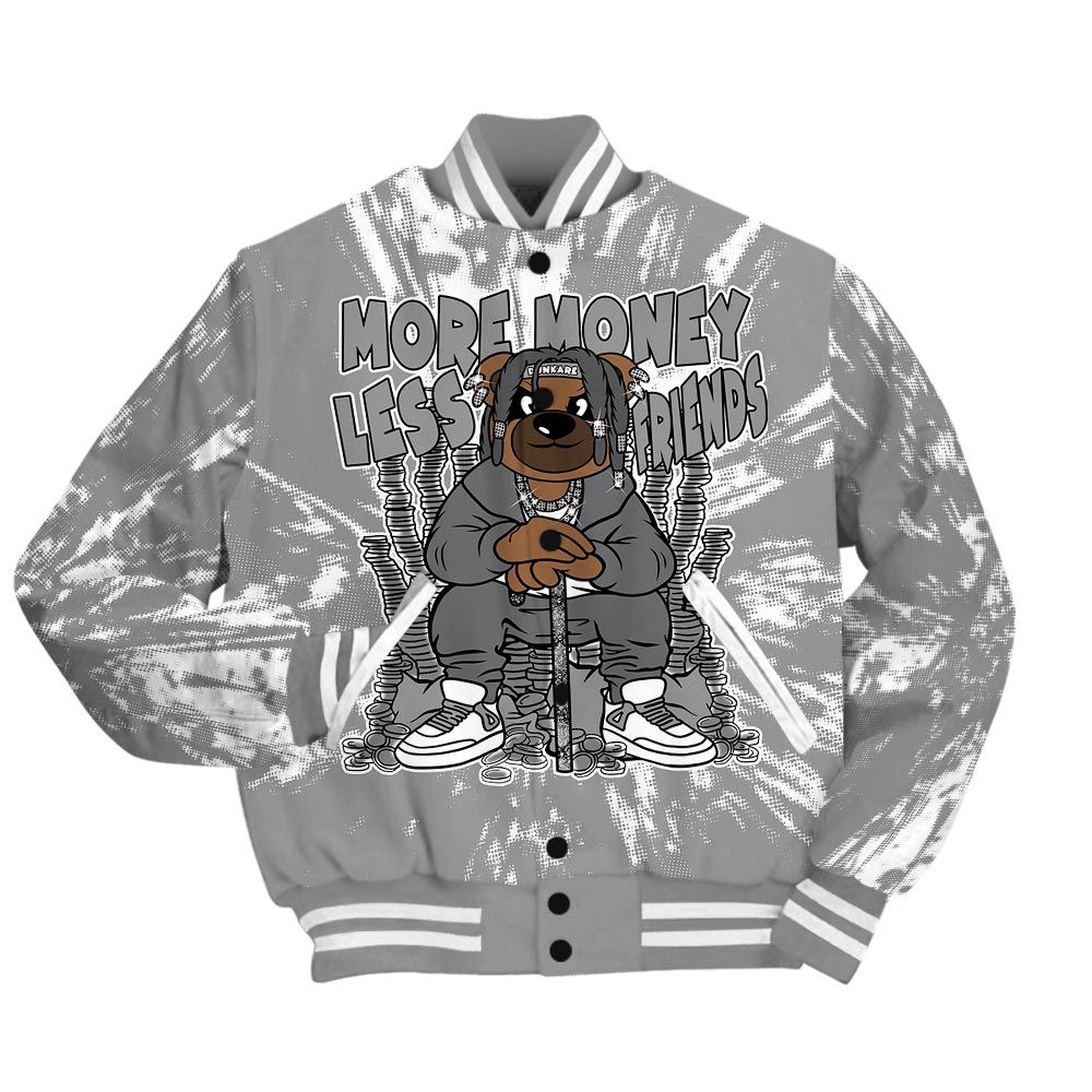 Varsity Jacket To Match Paris Cement Grey 4s - More Moneys Bear Luxury Varsity Jacket Unisex