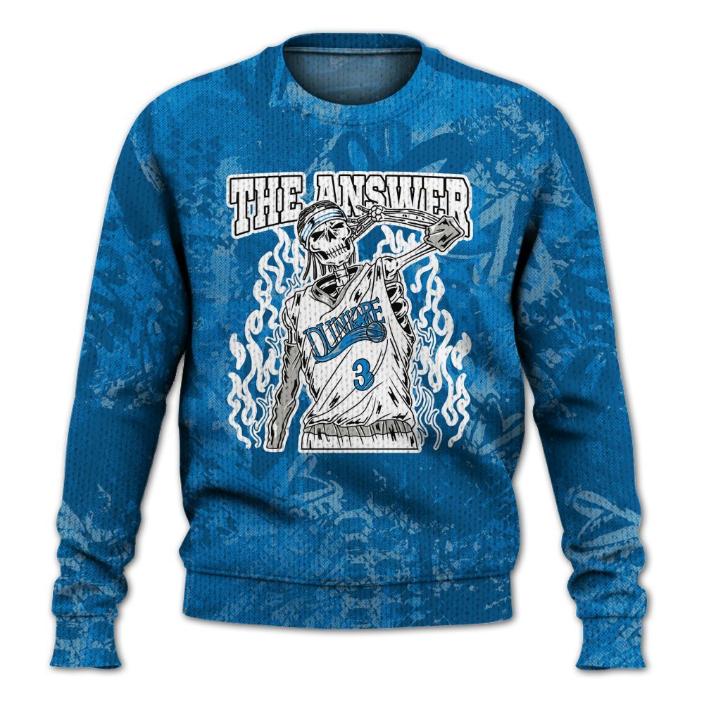 Knitted Sweater To Match Industrial Blue 4s - Allen Answer Skeleton Heart