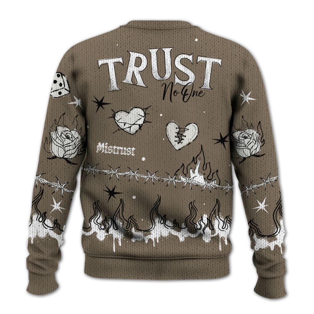 Knitted Sweater To Match Low OG Dark Mocha 1s - Trust No One Snake-Bite Doodle Crayon