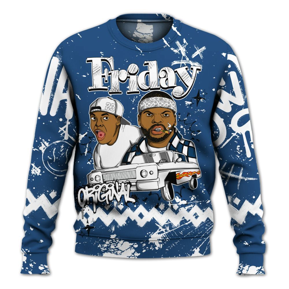 Sweatshirt To Match High OG Midnight Navy 1s - Friday Sneaker Crayon All Over Print