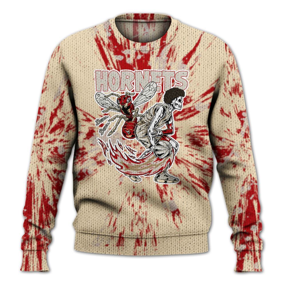 Knitted Sweater To Match Dunk Low Strawberry Waffle - Hornets Skeleton Luxury