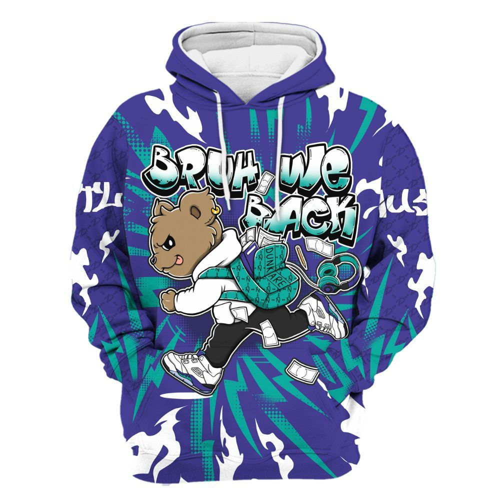 Hoodie To Match Retro Grape 5s - Bruh We Back Bear All Over Print