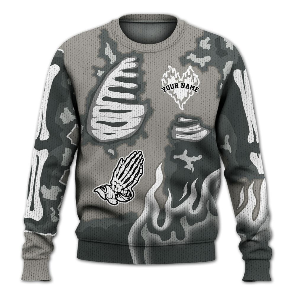 Knitted Sweater To Match Cool Grey 9s - Dislike Us Graphic Burning Custom Name