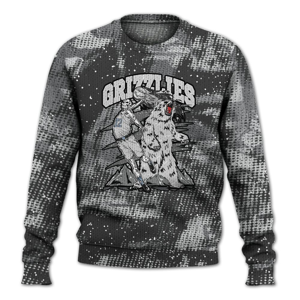 Knitted Sweater To Match Reverse Black White 6s - Grizzly Bear Skeleton Brown Sugar