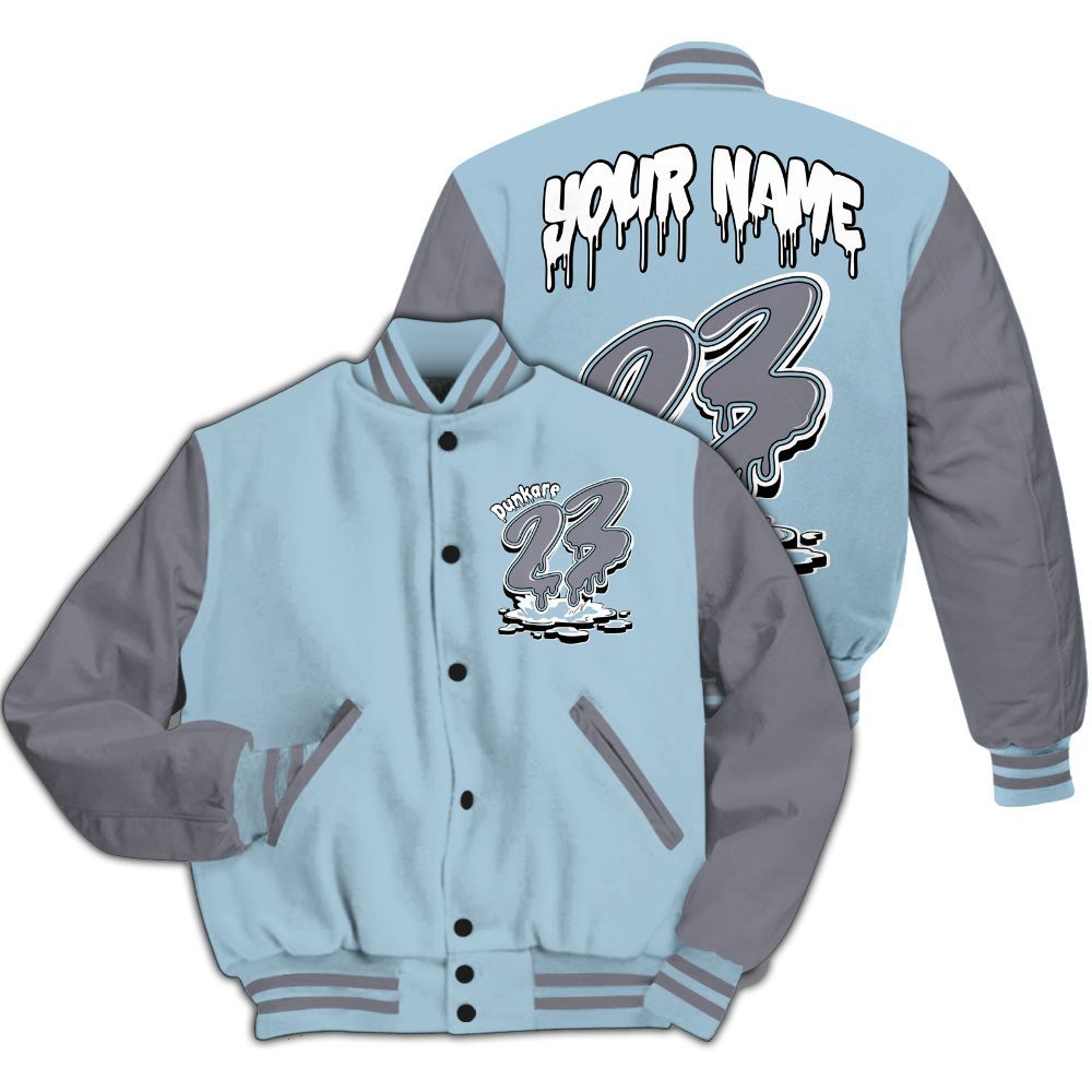 Varsity Jacket To Match Chambray 7s - Custom Name 23 Drip All Over Print