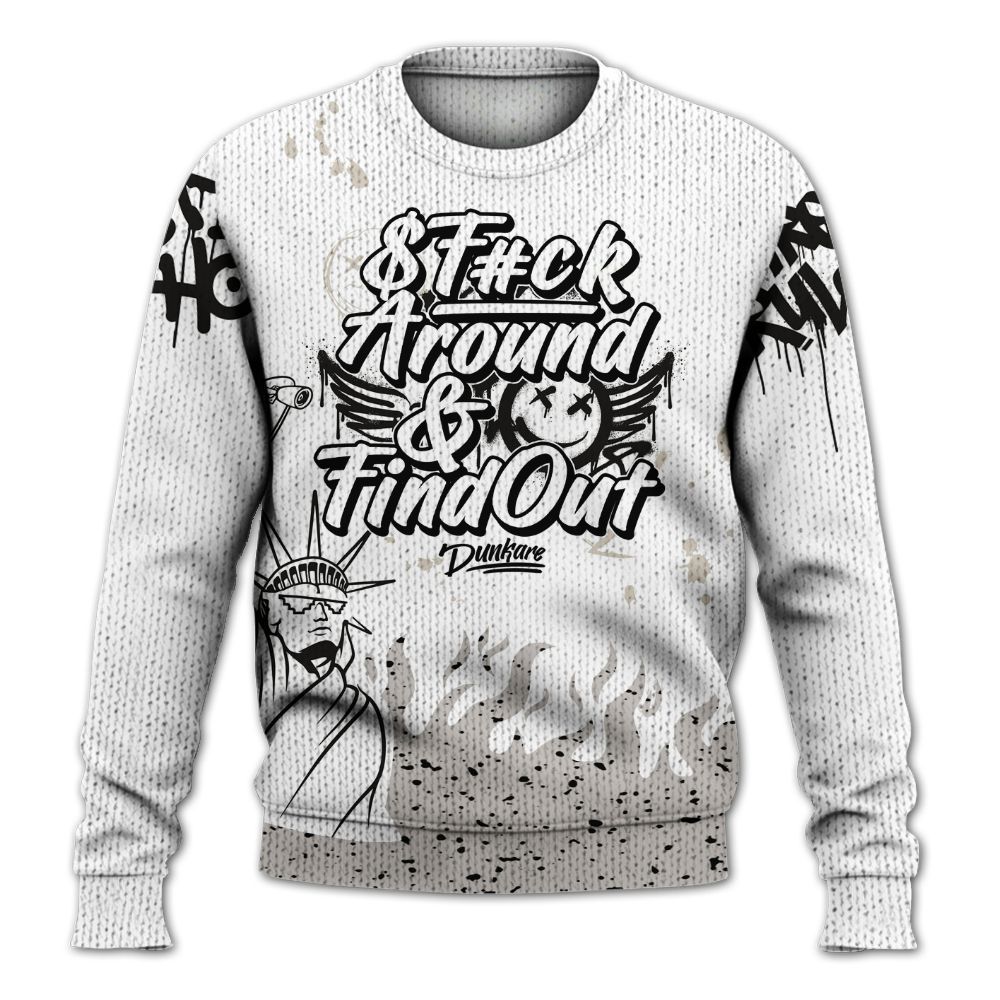 Knitted Sweater To Match Retro Reverse Metallic 5s - Graphic Fck Around Find Out