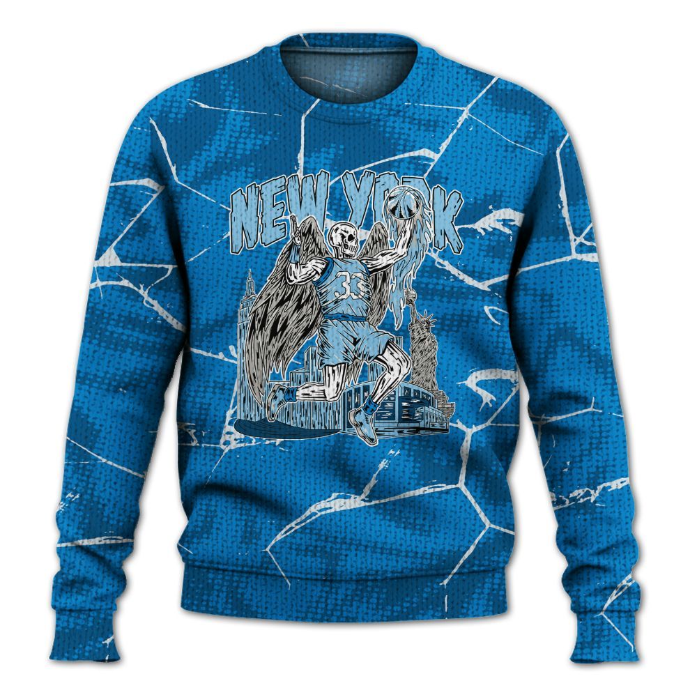 Knitted Sweater To Match Military Blue 4s - Ewing Era Skeleton Crack