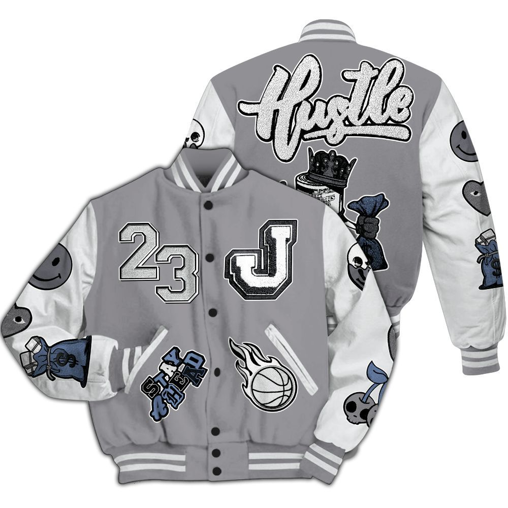 Varsity Jacket To Match Cement Grey 11s - Hustles Money Number 23 All Over Print