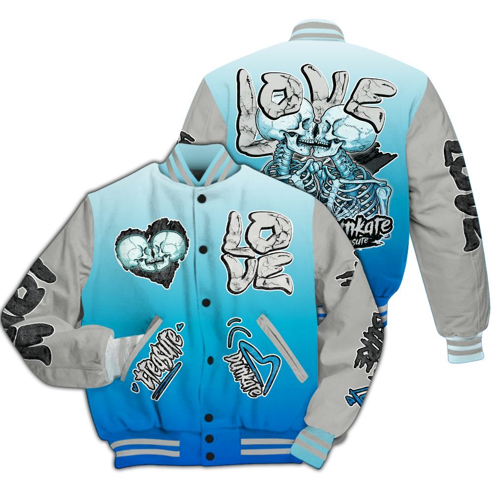 Varsity Jacket To Match Air Max One Block Down Blue - Skull Bear All Over Print