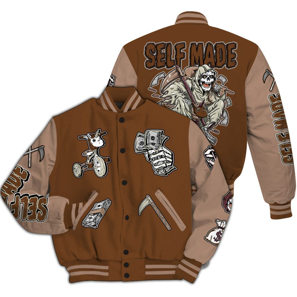 Varsity Jacket To Match Archaeo Brown 3s - Self Make Skeleton All Over Print
