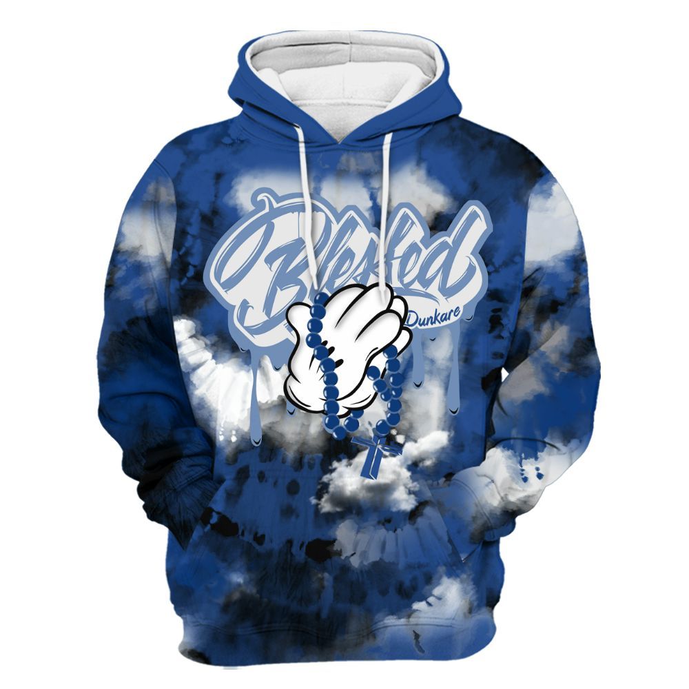 Hoodie To Match High OG True Blue 1s - God Blessed Tie Dye All Over Print