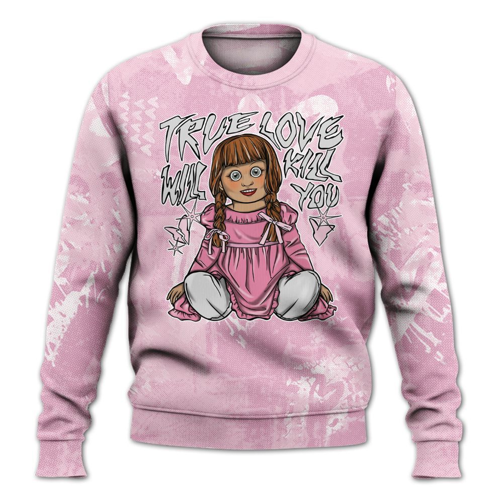 Sweatshirt To Match Orchid 4s - Genuine Loves Bear Heart Grunge All Over Print