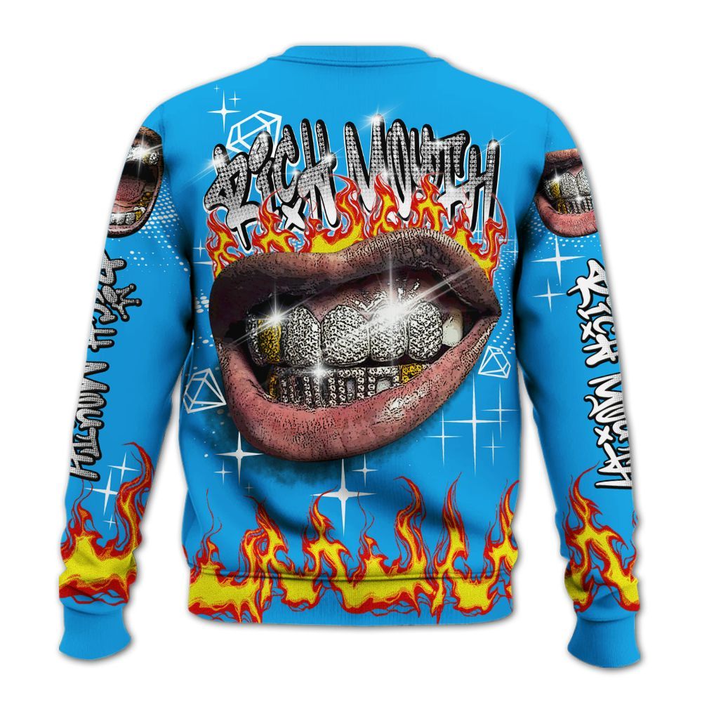 Sweatshirt To Match Black University Blue 2022 13s - Rich Mouth Fire Rap Retro 90s All Over Print
