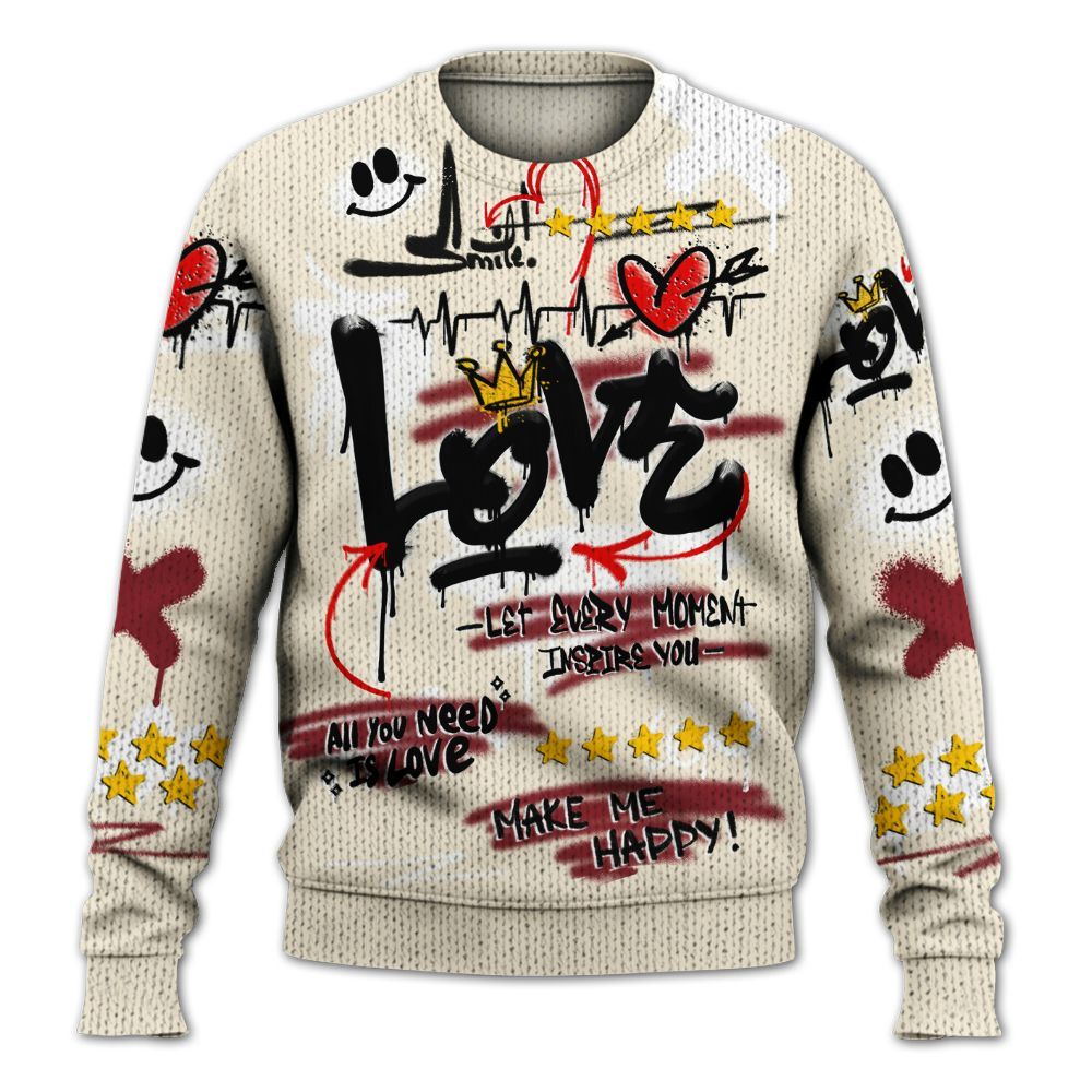 Sweater To Match Valentine's Day 2026 4s - Happy Love Beats Graffiti Streetwear Graphic