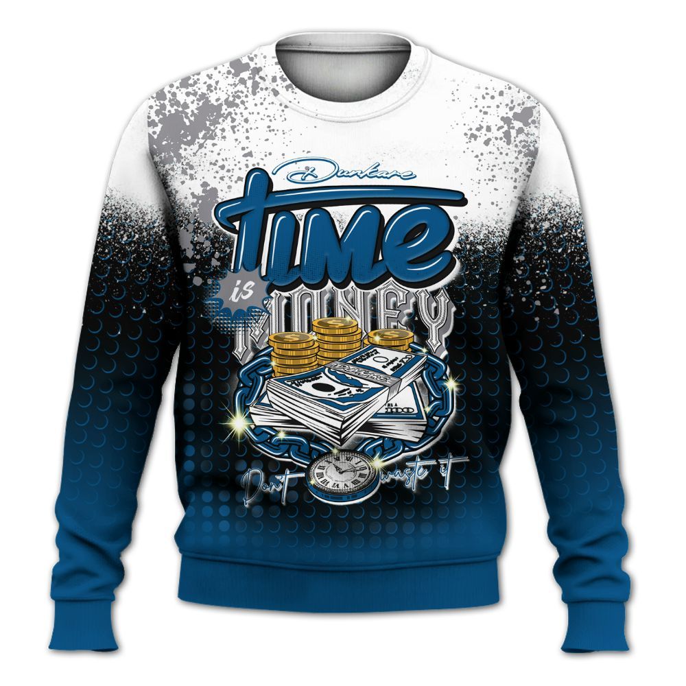 Sweatshirt To Match High OG True Blue 1s - Halftone Time Is Money All Over Print