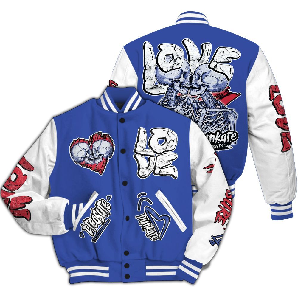 Varsity Jacket To Match Air Griffey Max USA Red White Blue 1s - Skull Bear All Over Print