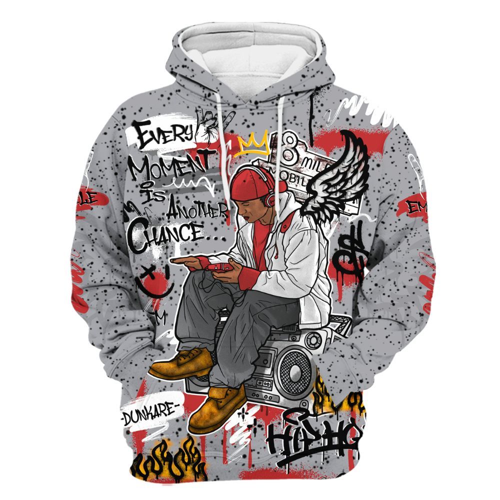 Hoodie To Match White Cement 4s - 8Mile Movie Graffiti All Over Print