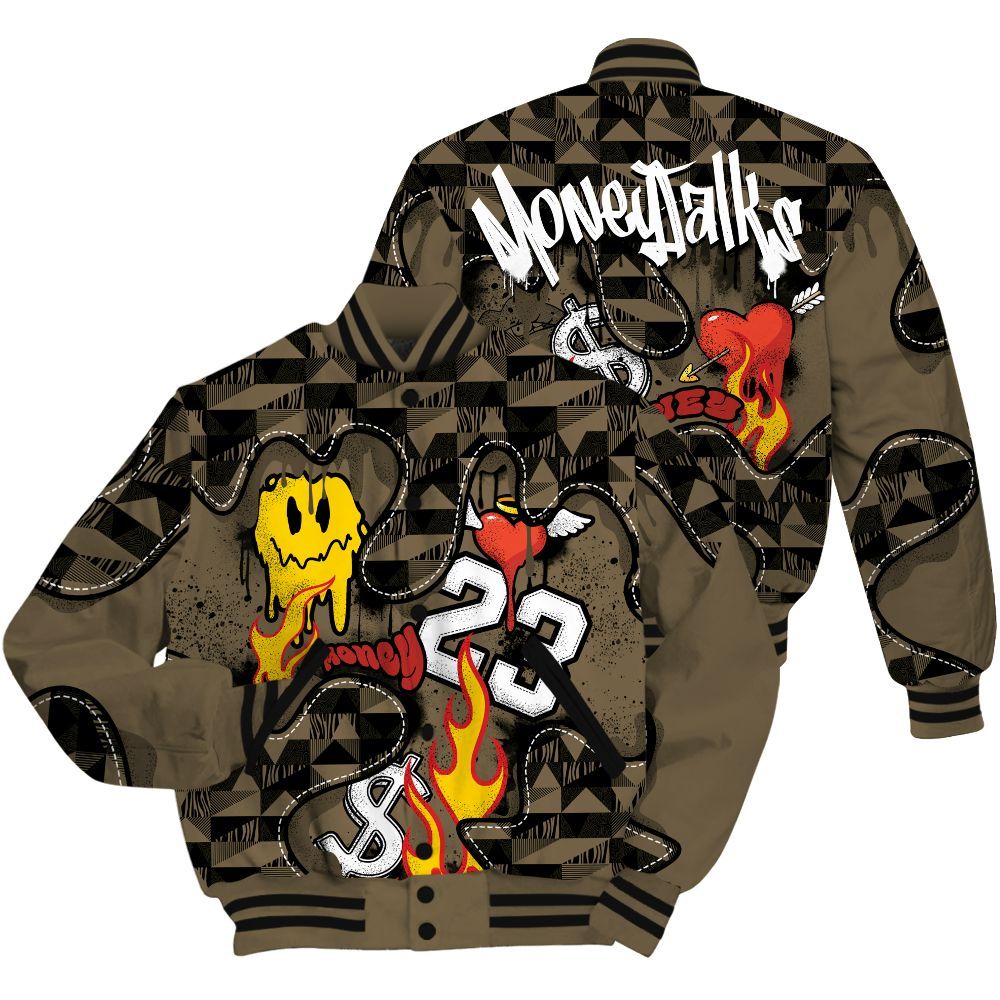 Varsity Jacket To Match Olive 9s - 23 Smile Burning Heart All Over Print