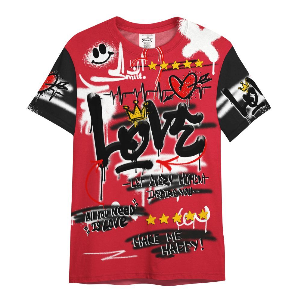 Shirt To Match Flight Club 4s - Happy Love Beats Graffiti Streetwear All Over Print