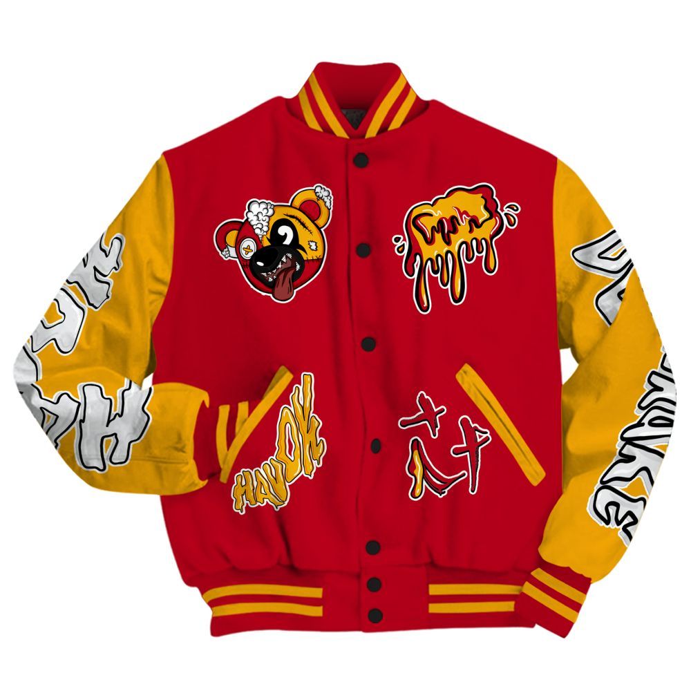 Varsity Jacket To Match Cardinal 7s - Havok Bear All Over Print