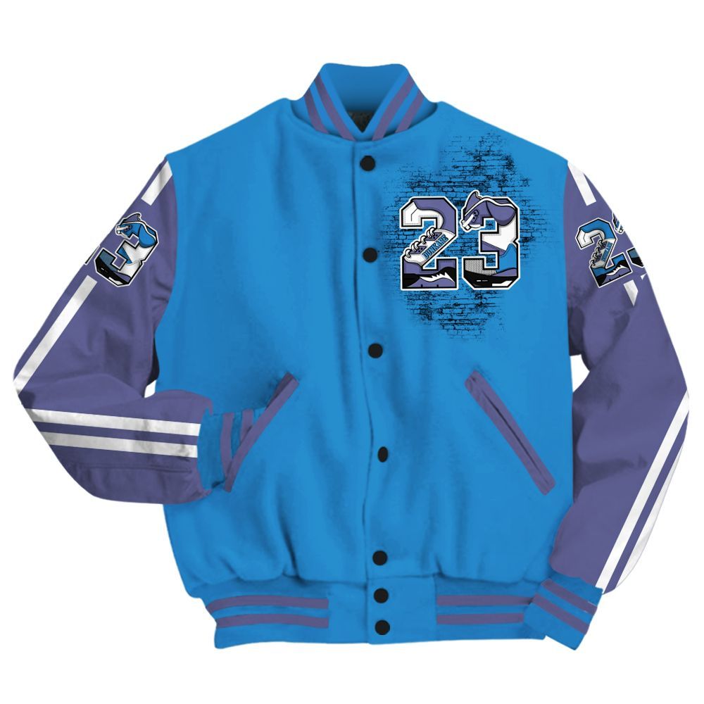 Varsity Jacket To Match Hi-Res Blue 700s - Custom Name Number 23 5s All Over Print