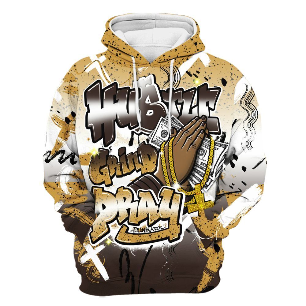 Hoodie To Match 2025 Retro Earth 5s - Money Hustle Grind Pray All Over Print