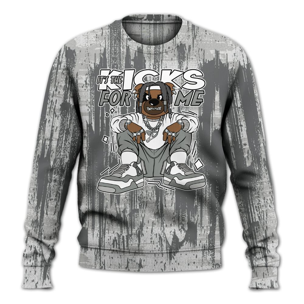 Sweatshirt To Match Retro Wet Cement 4s - Sneakers Bear Glitch Art All Over Print