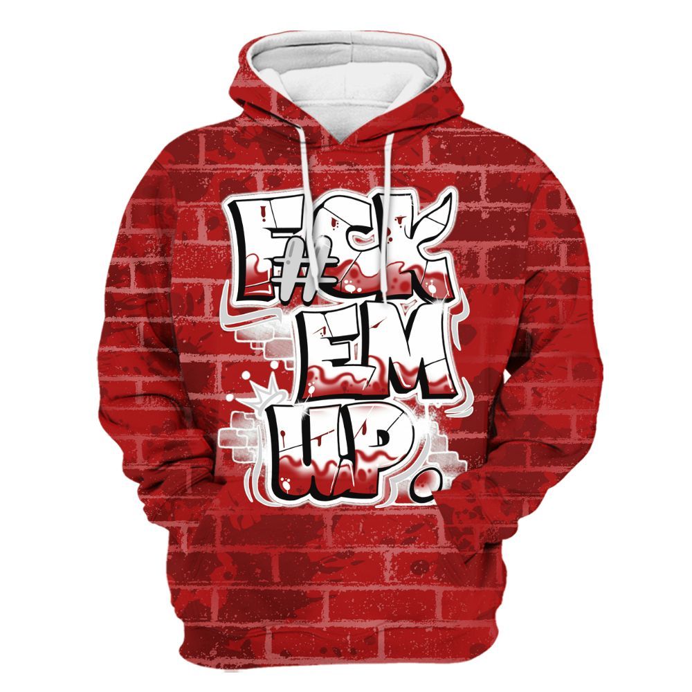 Hoodie To Match Red Taxi 12s - F#ck Em Graphic Brick Art All Over Print
