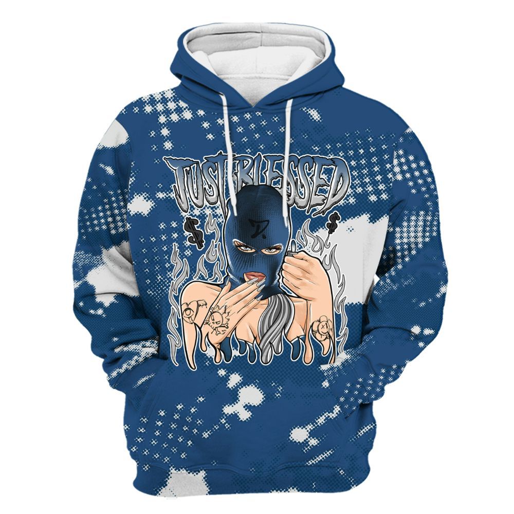 Hoodie To Match High OG Midnight Navy 1s - Blessed!! Smoke Dot All Over Print