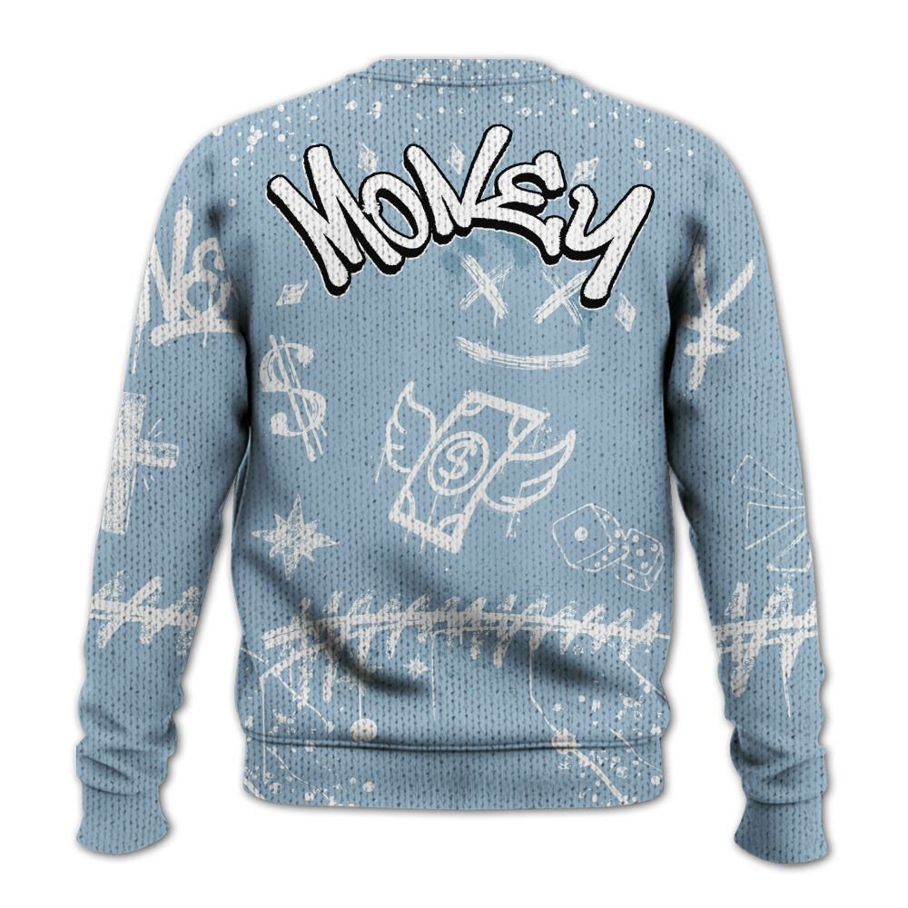 Knitted Sweater To Match Mid Ice Blue 1s - Everybody Paid In Full Crayon