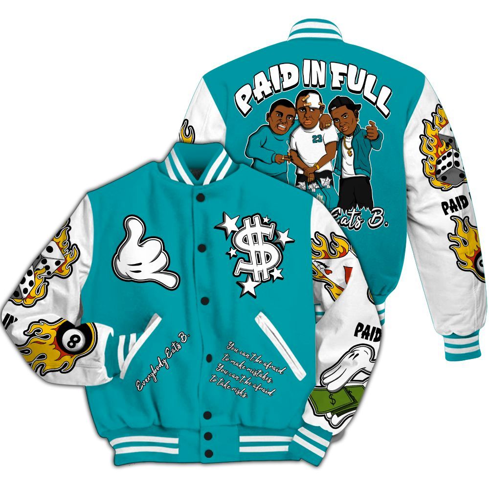 Varsity Jacket To Match Air Griffey Max Aquamarine 1s - Everybody Paid In Full Graphic All Over Print