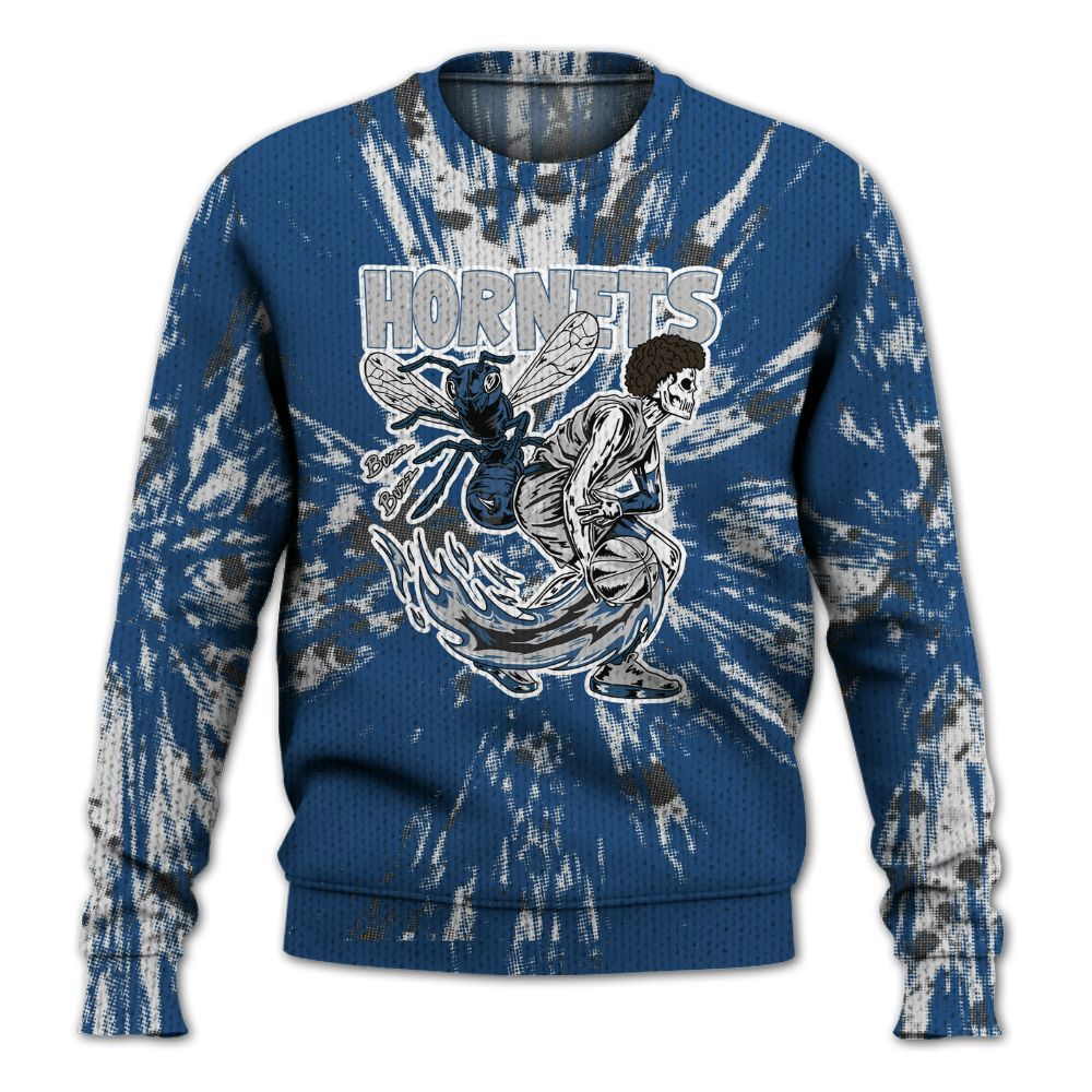 Knitted Sweater To Match High OG Midnight Navy 1s - Hornets Skeleton Luxury
