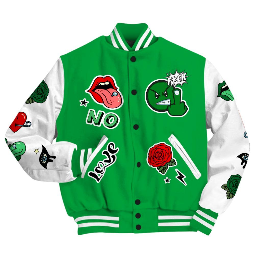 Varsity Jacket To Match Low Lucky Green 1s - FK Around Find Out All Over Print