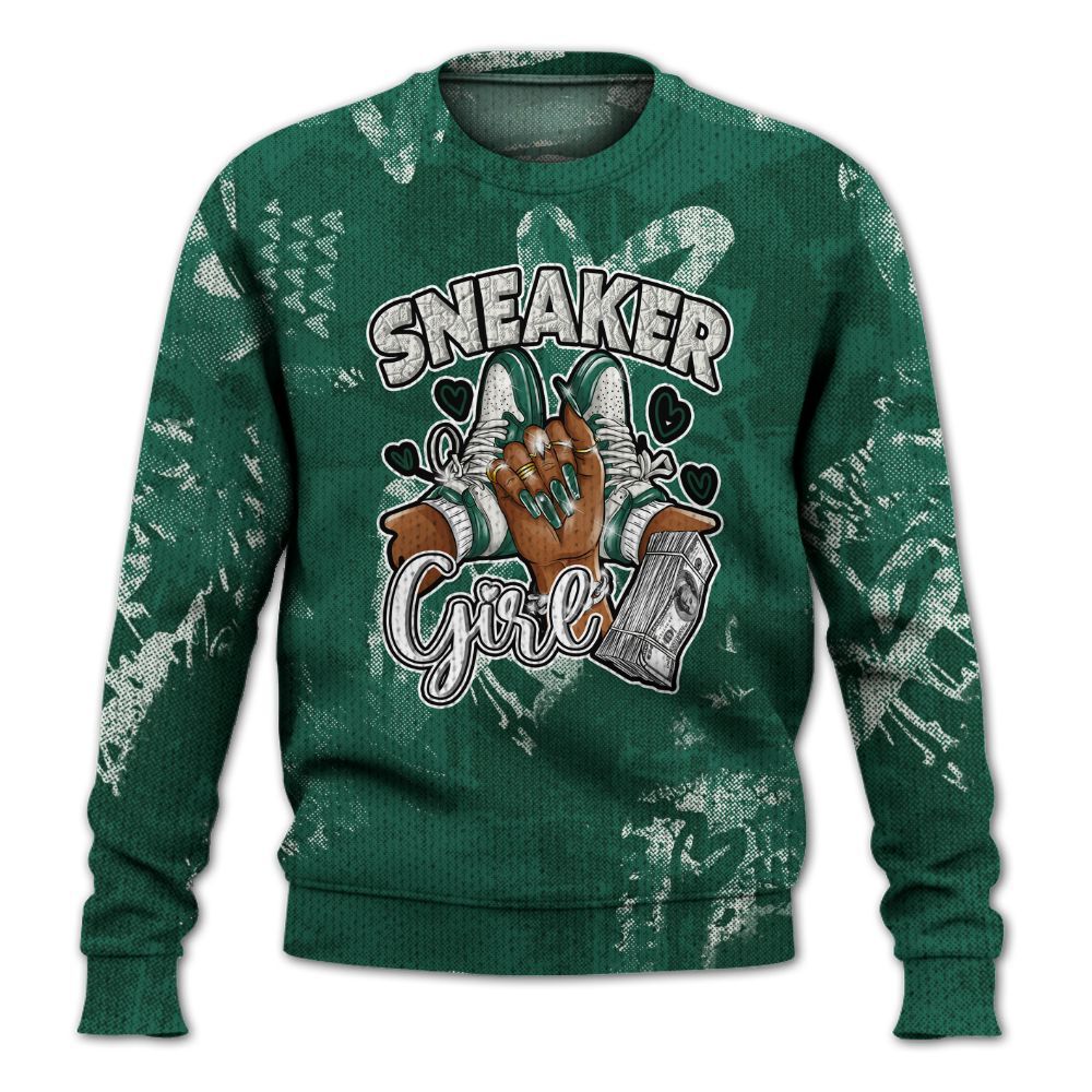 Knitted Sweater To Match Oxidized Green 4s - Sneakerz Girlz Heart Grunge