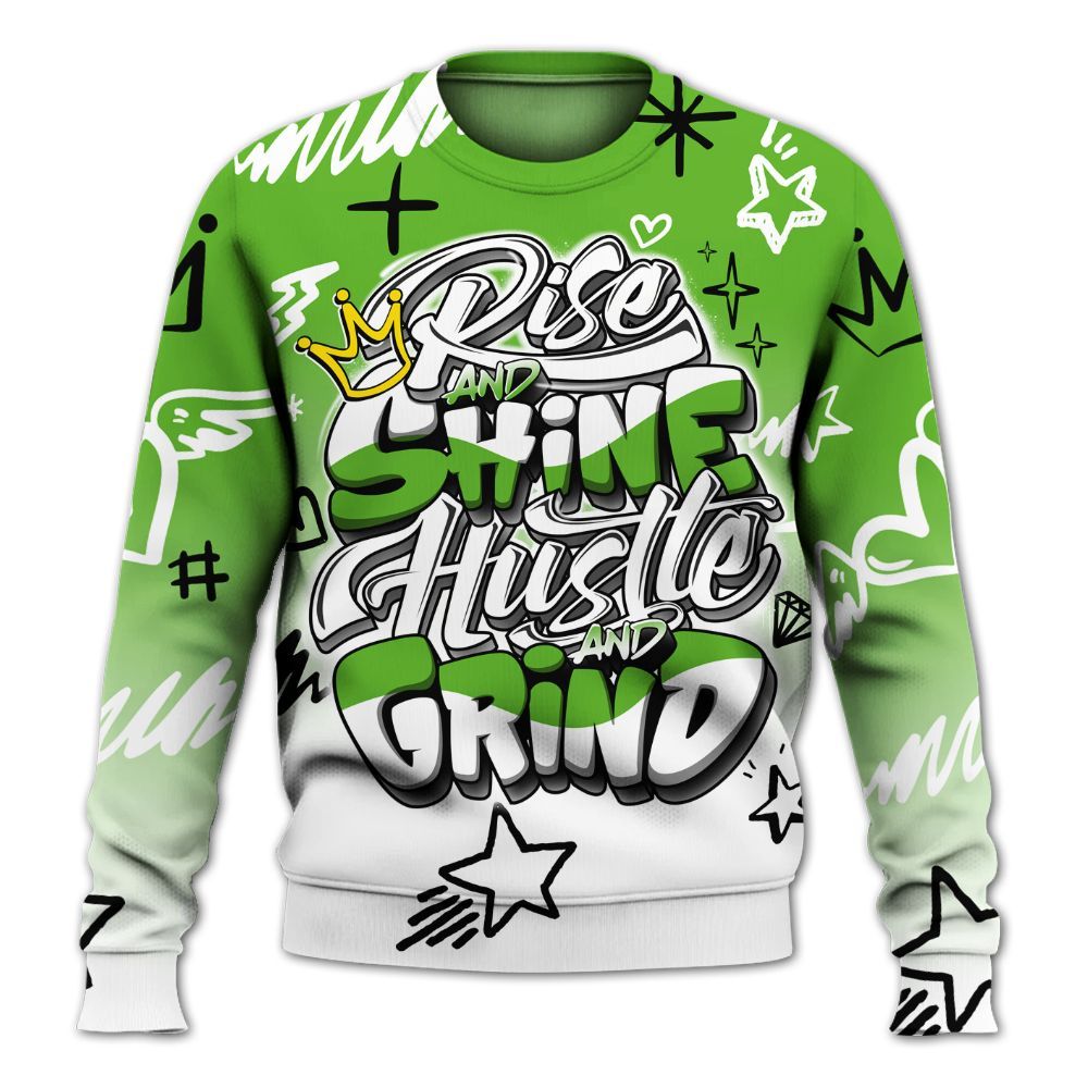 Sweatshirt To Match Air Foamposite One Volt - Rise Shine Hustle Grind All Over Print
