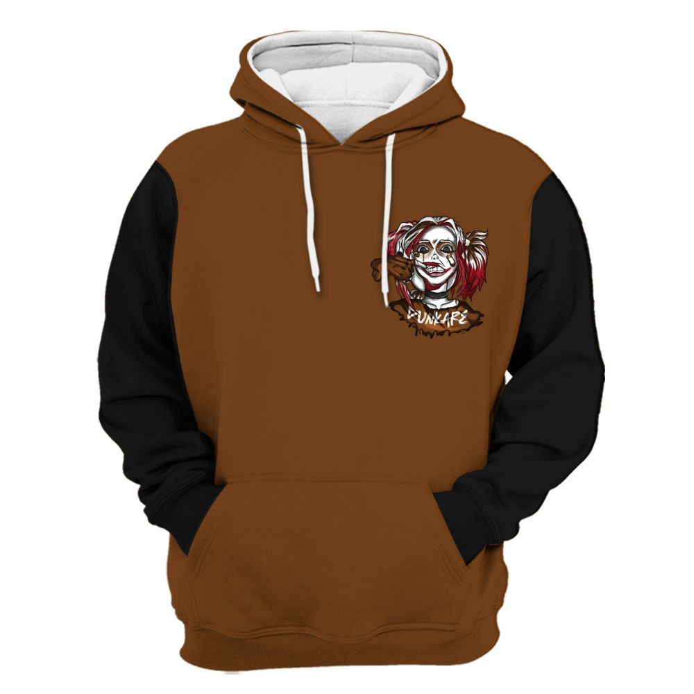 Hoodie To Match Archaeo Brown 5s Varsity Jacket, Custom Name Bad Girl HAHA All Over Print