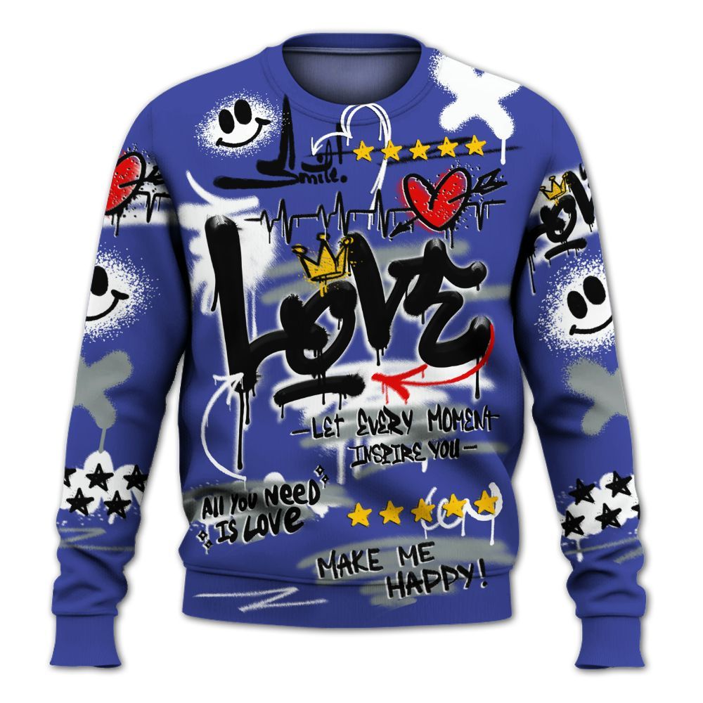 Sweatshirt To Match Shox TL Royal - Happy Love Beats Graffiti Streetwear All Over Print