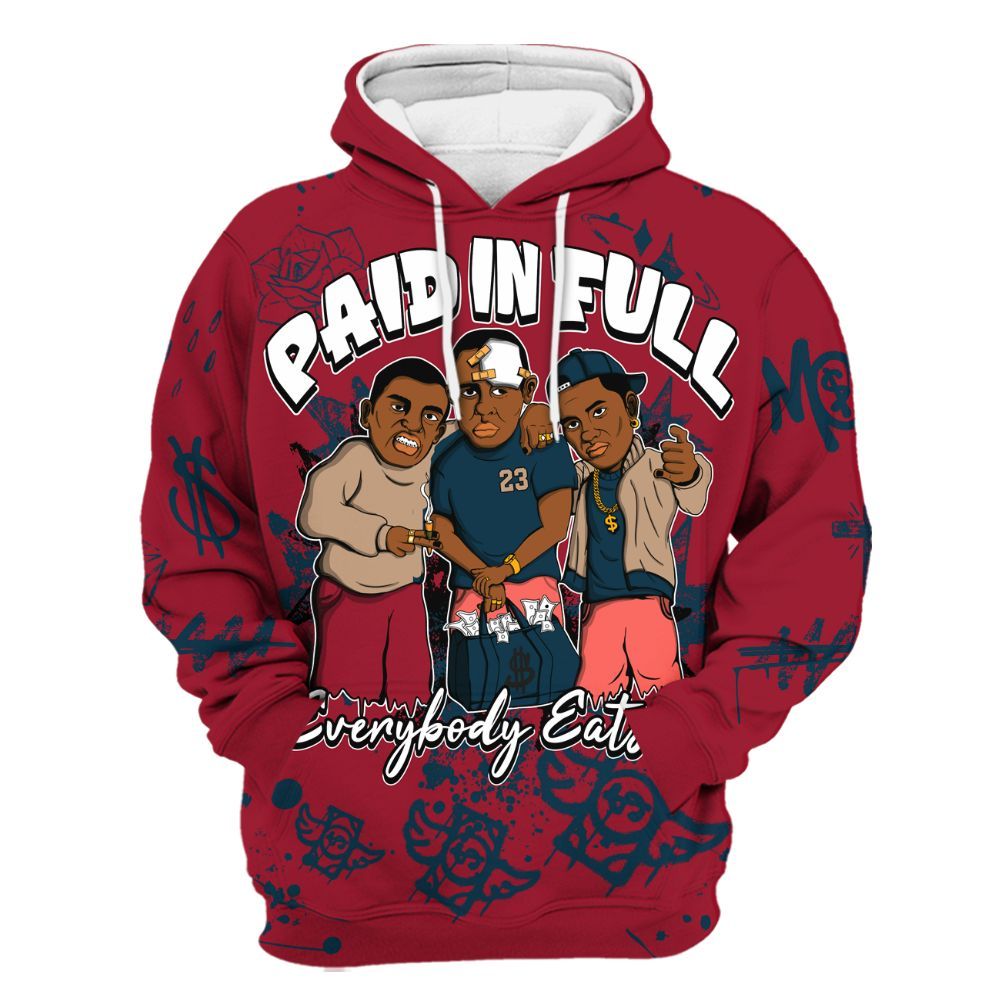Hoodie To Match Mid Multi Color 2022 1s - Everybody Paid In Full Crayon All Over Print