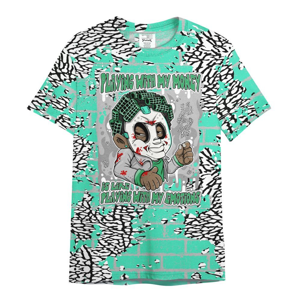 Shirt To Match Black Green Glow 3s - Playing With My Money Graphic Halloween All Over Print