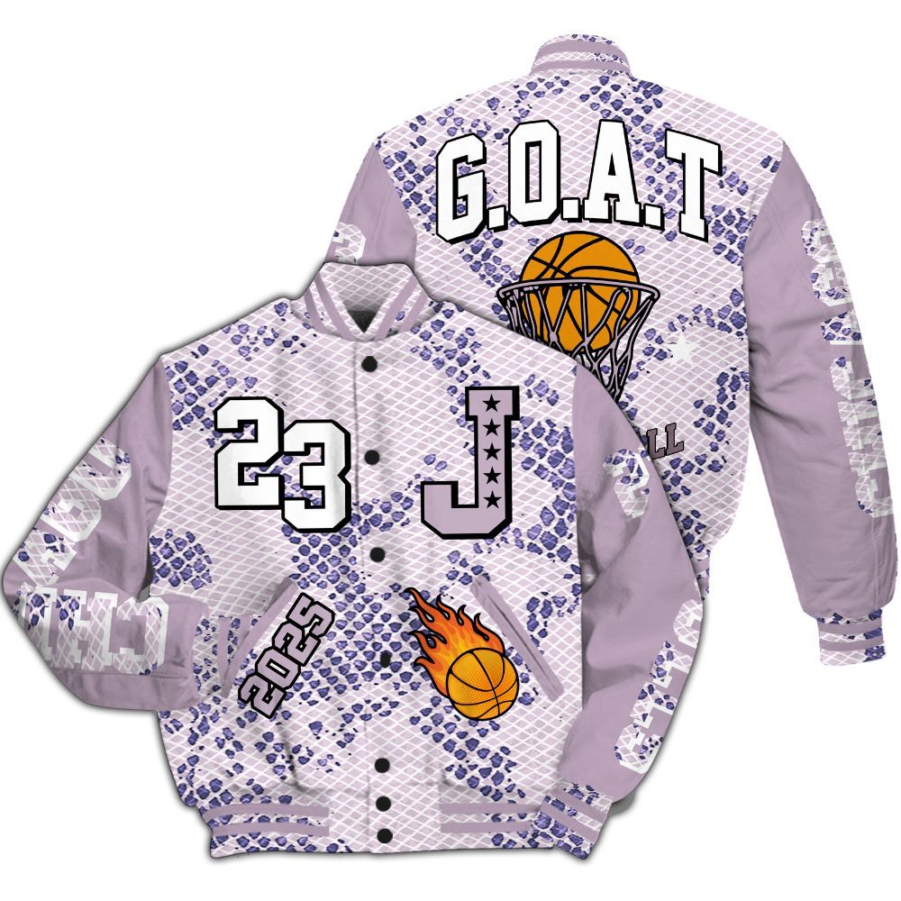 Varsity Jacket To Match Air Force 1 Low Purple Snake - Chicago 23 Basketball All Over Print