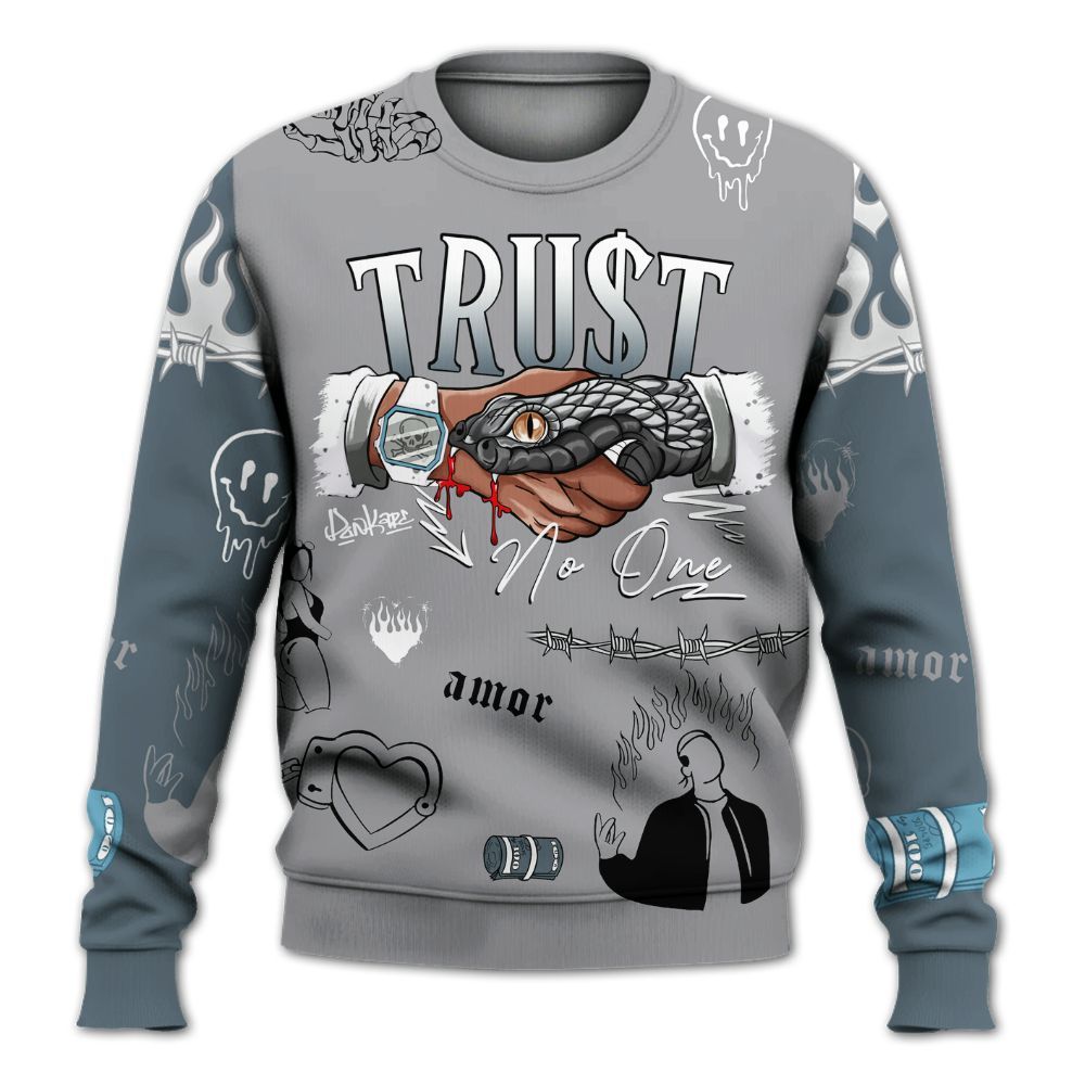 Sweatshirt To Match Retro Light Graphite Wolf Grey 5s - Snake Trust No One All Over Print